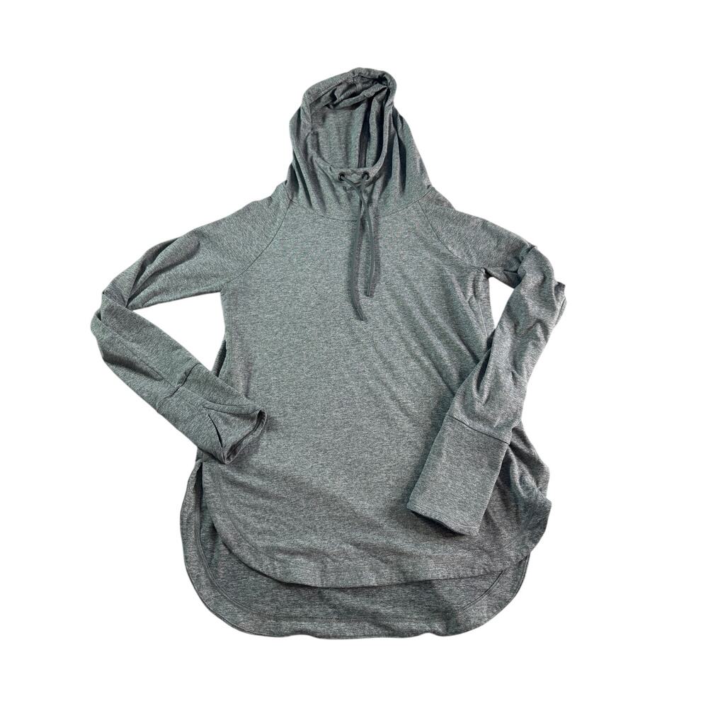 Athleta Uptempo Hoodie XS Gray Heather Lightweight Stretch Thumbhole Pullover